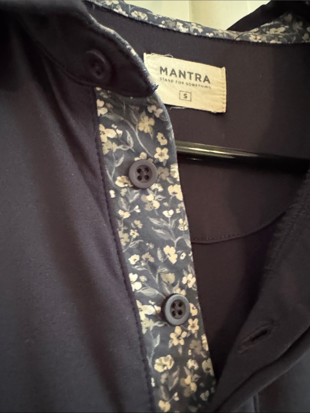 Mantra Navy Polo with Floral Trim - Picture 5 of 5